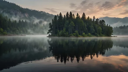 Misty Morning on a Tranquil Lake