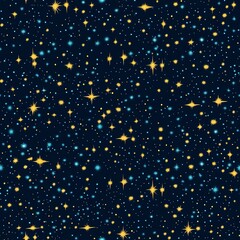 Starry night sky in a seamless pattern. 