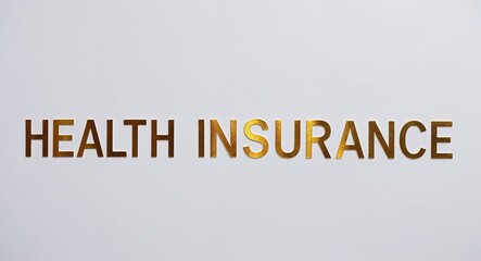 Obraz premium health insurance word lettering gold hue elegant concept on plain white background