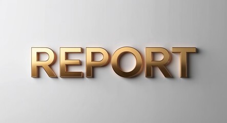 Report word lettering gold hue elegant concept on plain white background