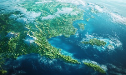 Fototapeta premium Aerial View of the Greek Coastline and Islands