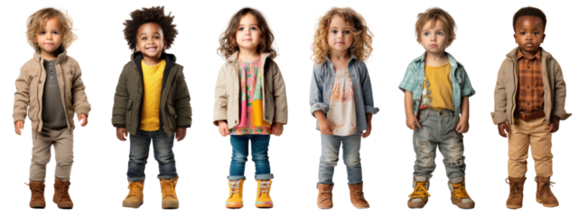 Diverse toddler full body png cut out element set
