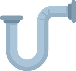 Plumbing siphon pipe connecting two pipes, colorful simple icon in flat style, vector illustration
