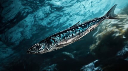 Fototapeta premium Close-Up of a Fish Swimming Underwater