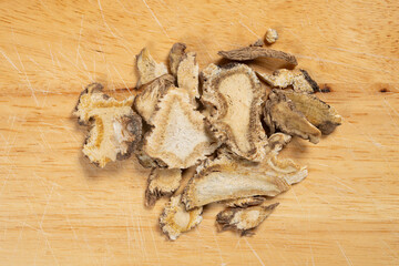 top view herb DuHuo or Angelicae Pubescentis Radix or Doubleteeth Angelicae Root horizontal composition