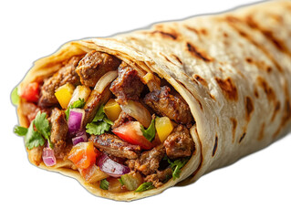 Scrumptious Shawarma Temptation - Vibrant Product Photography with High Contrast Cinematic Lighting on White Background