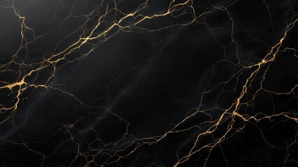 A sleek black marble surface with intricate gold veins running through it, creating an elegant and luxurious pattern. 