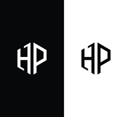 Hexagonal Letter HP Logo Design