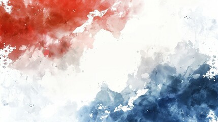 Abstract Watercolor Painting with Red and Blue Splashes