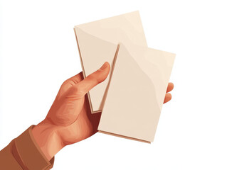 Obraz premium Minimalist Paper Cut Style Vector Illustration of Hand Holding Blank Sheets - Modern Design for Tickets, Flyers, Invitations