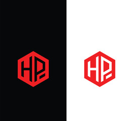 Hexagonal Letter HP Logo Design