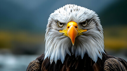 Obraz premium Powerful Bald Eagle Portrait - Stunning Bird of Prey with Sharp Eyes