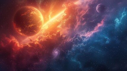 Obraz premium Cosmic Symphony: A Celestial Tapestry of Fire and Stardust