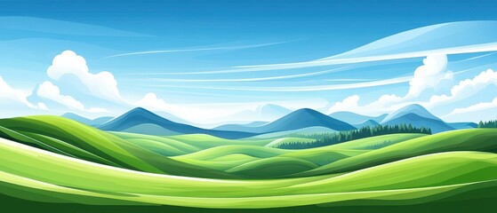 Obraz premium Tranquil Muted Abstract Landscape with SoftToned Hills and Valleys in Flat Design Illustration for Serene Home Decor and Modern Art Enthusiasts