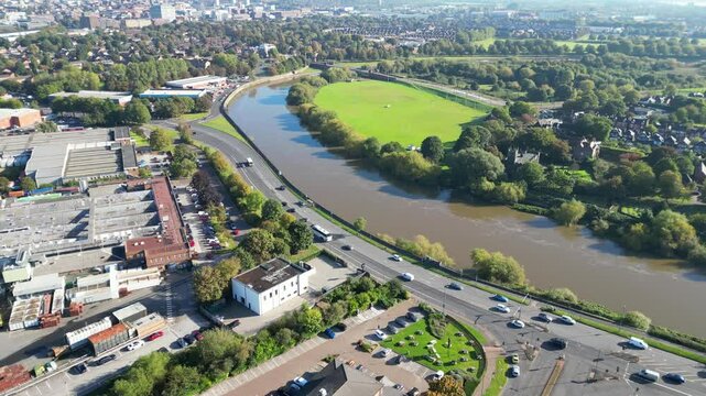 An Aerial Footage of Nottingham City of East Midlands Region of England, United Kingdom. October 4th, 2024