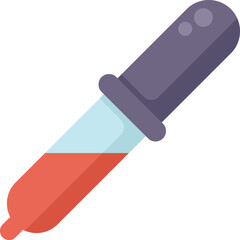 This chemical dropper is filled with red liquid and is ready to be used in a laboratory setting