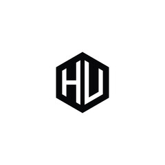 Hexagonal Letter HU Logo Design