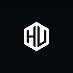 Hexagonal Letter HU Logo Design
