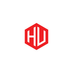 Hexagonal Letter HU Logo Design