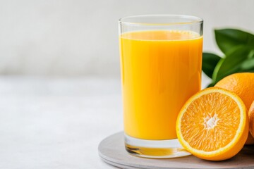 Fototapeta premium Fresh Orange Juice in a Glass with Pulp