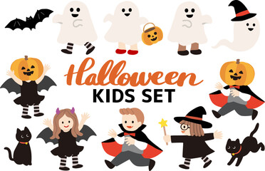 Fototapeta premium ハロウィンキッズベクターイラストセット