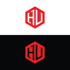 Hexagonal Letter HU Logo Design