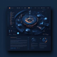 Fototapeta premium Futuristic Digital Interface Design with 3D Elements and Data Visualization