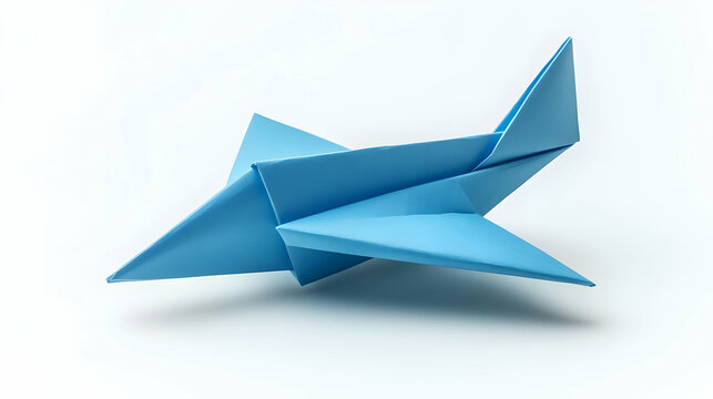 Blue Origami Airplane Illustration