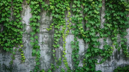 Obraz premium Green Ivy Leaves Climbing on Concrete Wall
