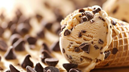 Chocolate Chip Ice Cream in a Waffle Cone