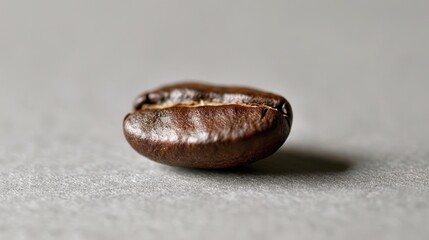 Single Coffee Bean on Gray Background