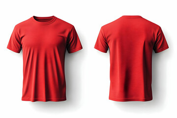 Blank 3D Red T-Shirt Illustration: Front and Back Views