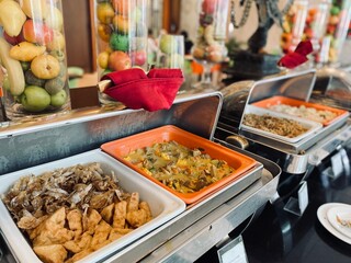 cake snacks and typical Indonesian snacks for hotel meals with beautiful decorations, sweet and delicious food