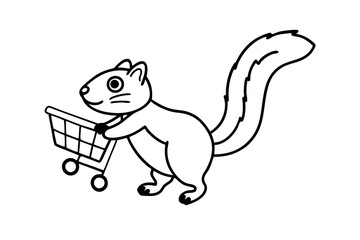 Squirrel doing shopping with cart on vector illustration 