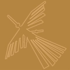 世界遺産ナスカの地上絵のイラスト　線画、コンドル　ベクターイラスト