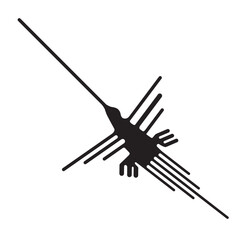 世界遺産ナスカの地上絵のイラスト　ハチドリ　モノクロベクターイラスト、アイコン