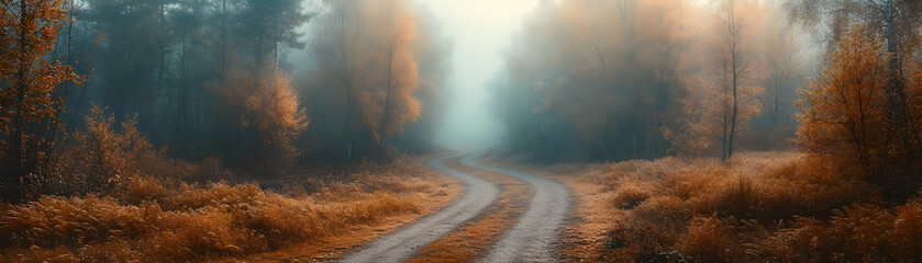 Golden Autumn Forest Path Illustration