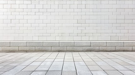 Fototapeta premium White Brick Wall and Floor Background for Design