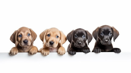 Obraz premium Four cute Labrador Retriever Puppies with Copyspace