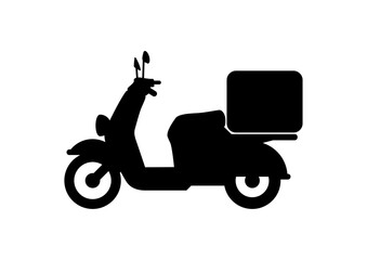 Fototapeta premium 配達やデリバリー用のバイク。シルエットイラスト。