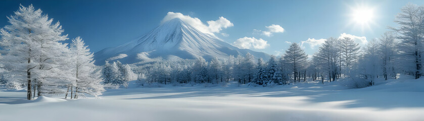 Snowy Mountain Landscape Illustration - Majestic Winter Scene