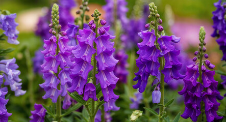 Obraz premium Purple larkspur flowers background