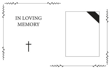 Funeral vector card. Empty card. Digital Funeral Announcement Invitation Template in vector Illustrator	
