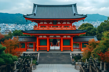 Obraz premium Photo: Kiyomizu-Dera Temple Gate in Autumn, Kyoto, Japan