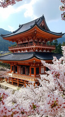 Naklejka premium Japanese Temple Spring Photo 