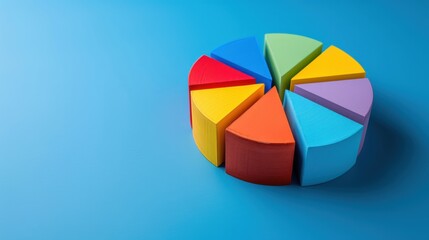 Colorful Pie Chart on Blue Background