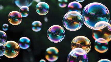 Colorful Soap Bubbles Floating in the Air