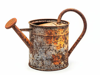 Rusty Watering Can Photo - White Background