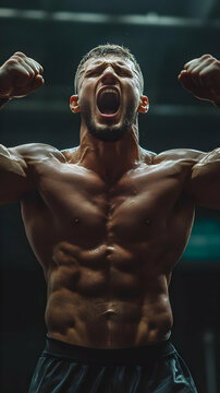 Muscular Athlete Screaming Photo