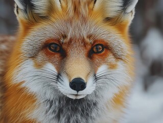 Fototapeta premium Vivid Vixen: The Fox's Eyes Tell a Story of Wilderness